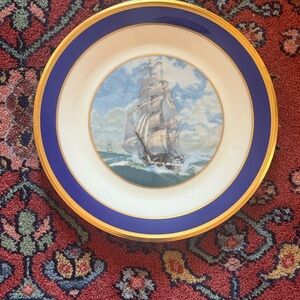 Lenox Blue and 24k Gold Sailing Ship Plate